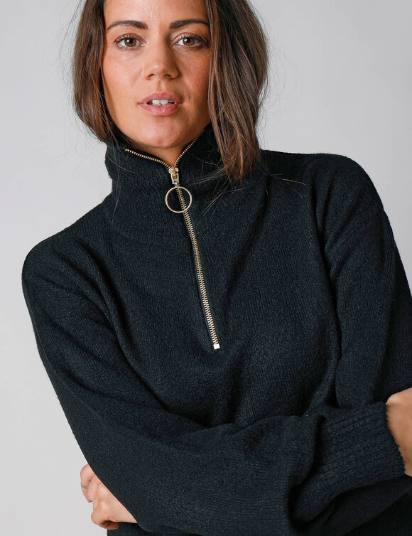 Pull col camionneur zippé (noir)