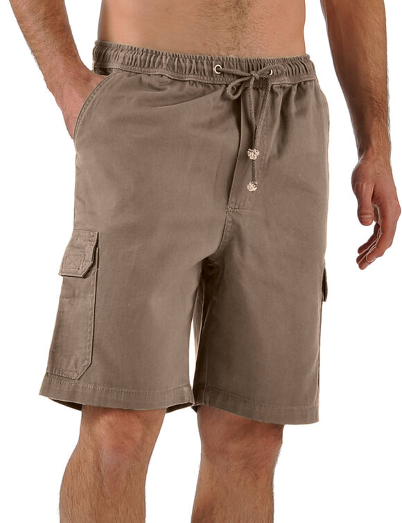 Bermuda cargo gabardine met elastische tailleband (beige)