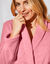 Effen peignoir in fleece met pluchetouch - 92 cm lang, lange mouwen (poederroze)