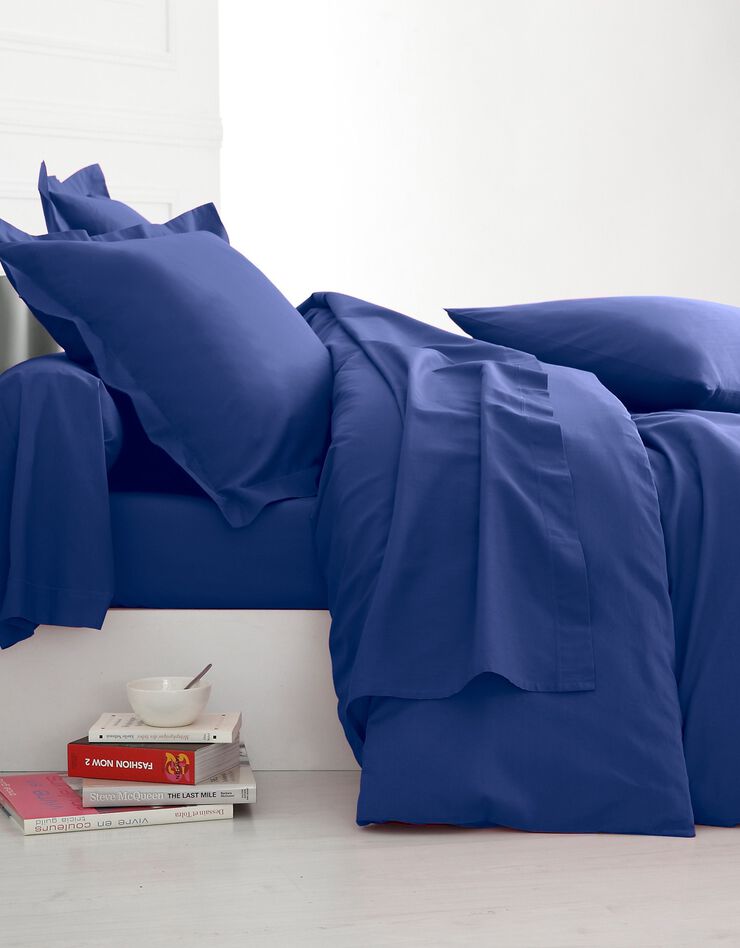 Linge de lit uni coton (marine)