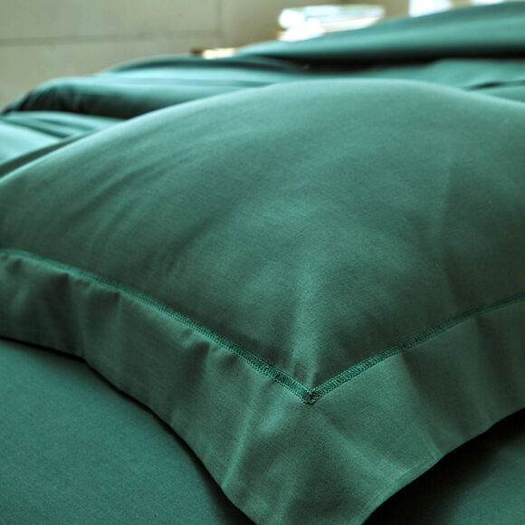 Linge de lit uni coton (vert sapin)