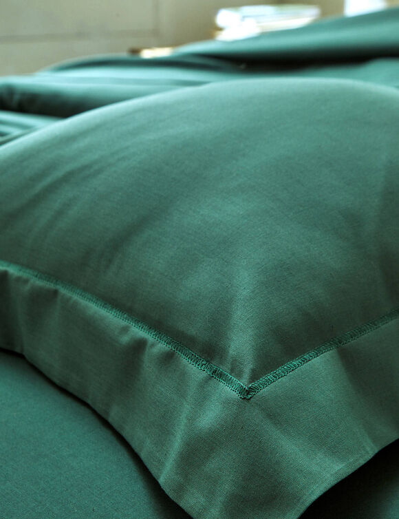 Linge de lit uni coton (vert sapin)