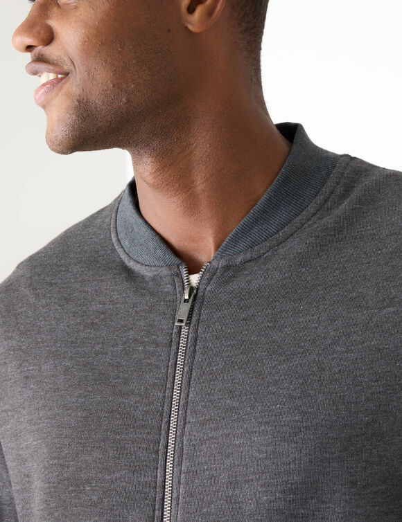 Sweat col bomber enti&egrave;rement zipp&eacute; uni (anthracite chin&eacute;)