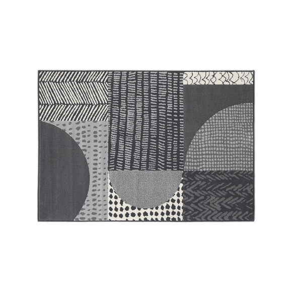 Tapis d&eacute;coratif motif g&eacute;om&eacute;trique (gris fonc&eacute;)