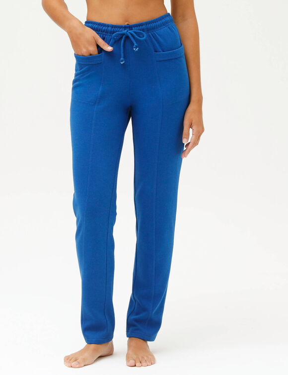 Pantalon jogging, molleton gratt&eacute; (bleu)