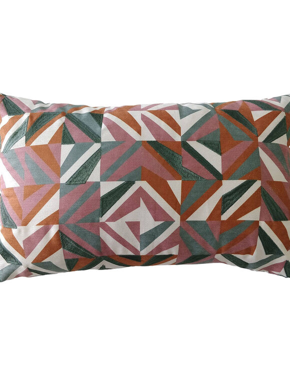 Rechthoekig kussen in velours met geometrische print (veelkleurig)