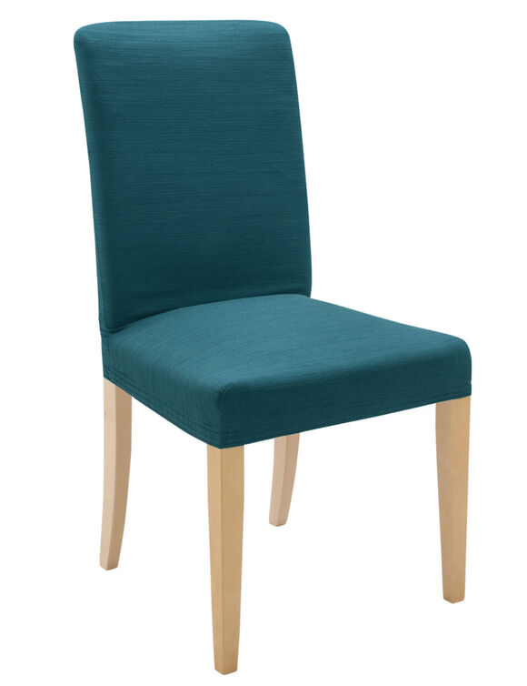 Housse chaise unie extensible - housse int&eacute;grale ou assise seule (bleu canard)