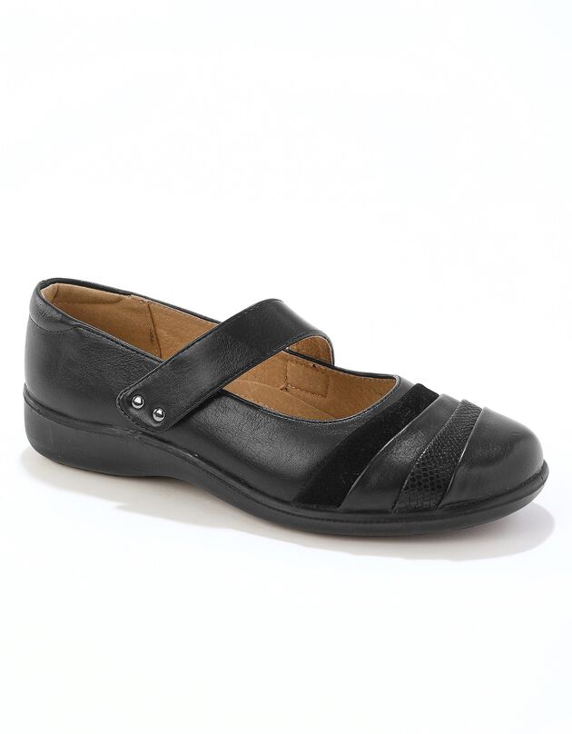 Comfortabel brede schoenen met scratchsluiting - zwart (zwart)