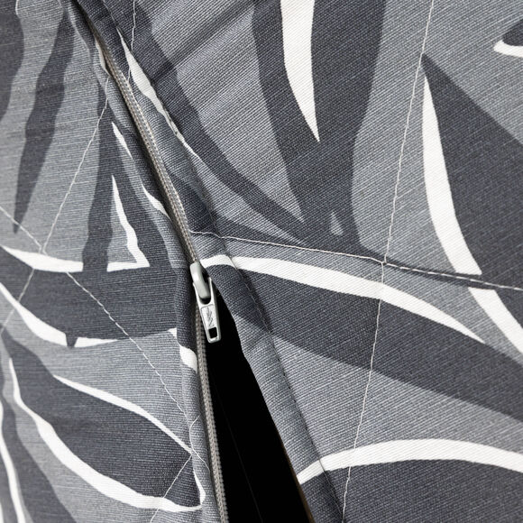 Housse canap&eacute; BZ matelass&eacute;e imprim&eacute; feuillage (gris)