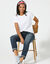 Boxy T-shirt met ellebooglange mouwen (wit)