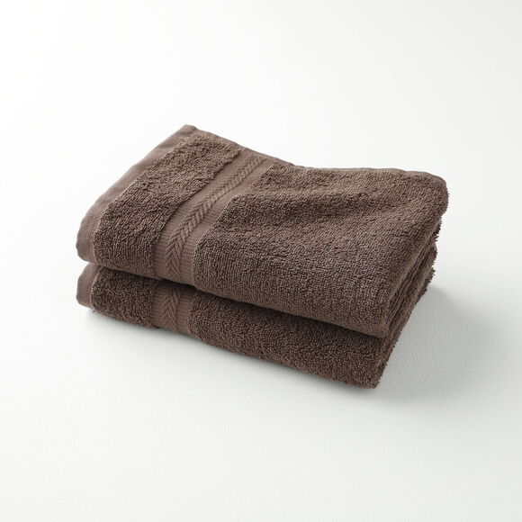 Collectie effen handdoeken 420 g/m2 met zacht comfort (chocolade)