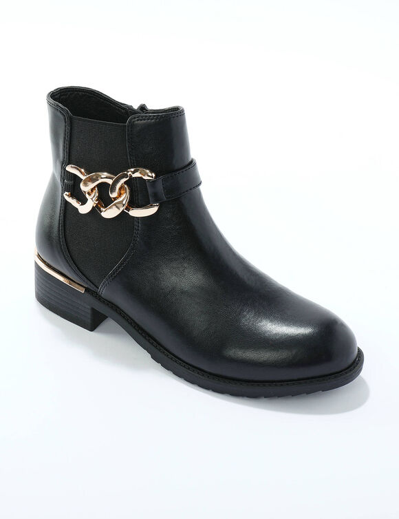 Laarzen met elastische band en ritssluiting, goudkleurige ketting (zwart)