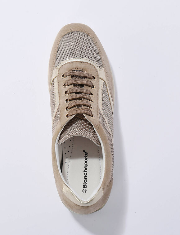 Baskets compensées en cuir certifié LWG (beige)