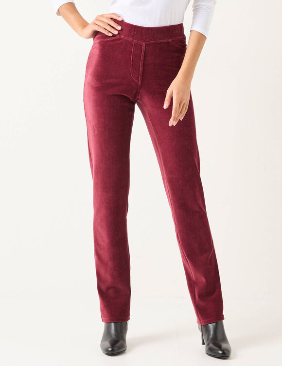 Pantalon droit, maille velours côtelé (bordeaux)