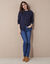 Cardigan in kabeltricot (marineblauw)