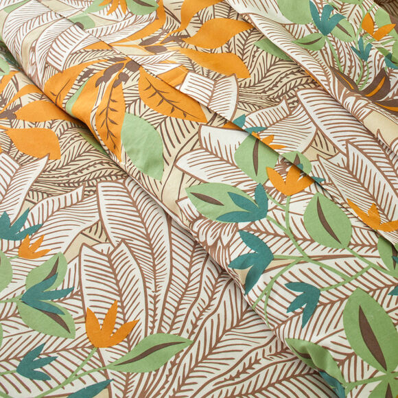 Linge de lit Mada imprim&eacute; grandes fleurs - coton 57 fils/cm&sup2; (vert)