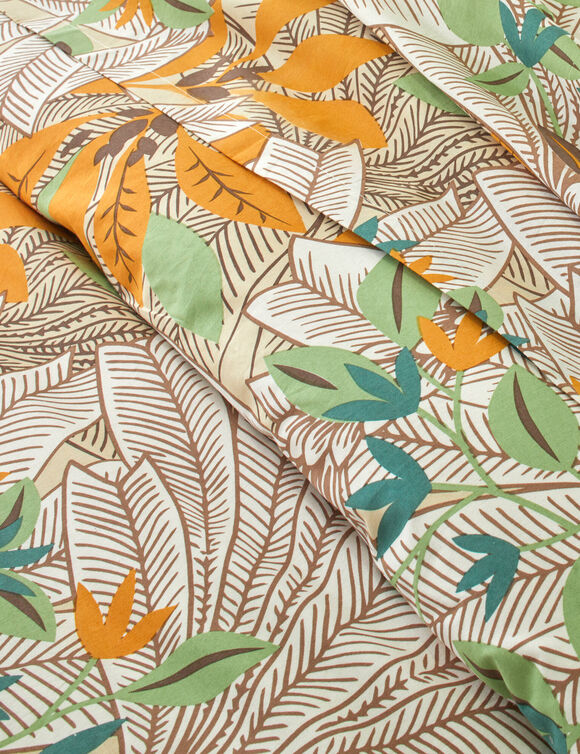 Mada-beddengoed met grote bloemenprint &ndash; katoen 57 draden/cm&sup2; (groen)