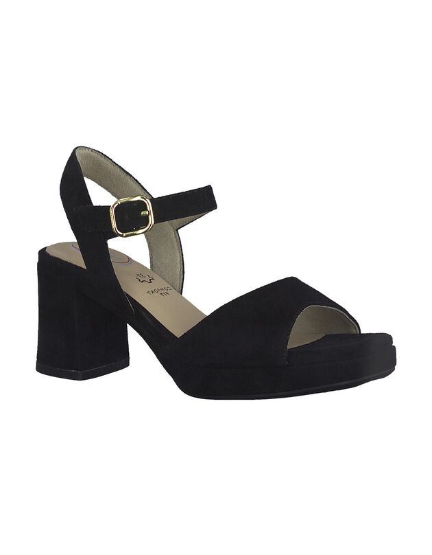 Leren sandalen met hak (zwart)