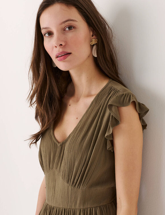 Robe longue unie sans manches  (kaki)