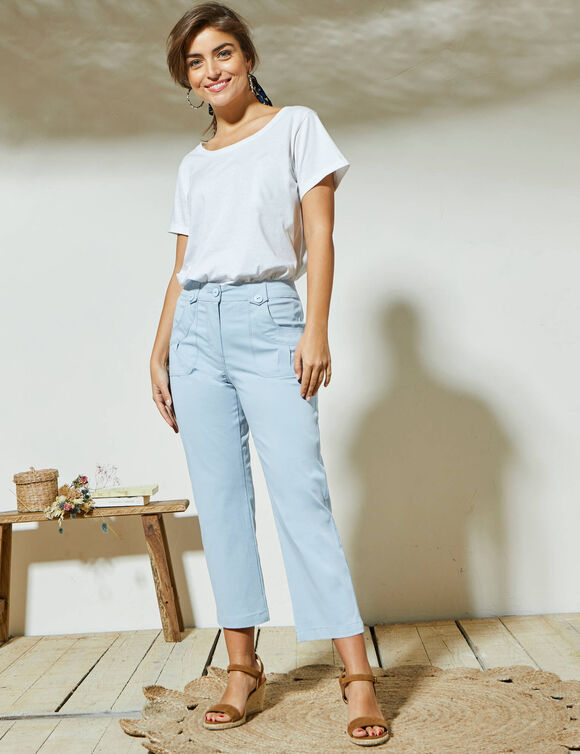 Pantacourt droit stretch (bleu ciel)