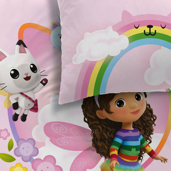 Bedlinnenset Gabby en het Magische huis® katoen (roze / wit)
