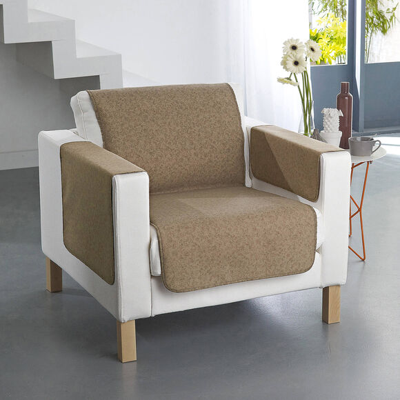 Prot&egrave;ge-salon faux-uni antiglisse (taupe)