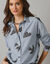 Chemise longue oversize en coton, rayures et imprim&eacute; (bleu / blanc)