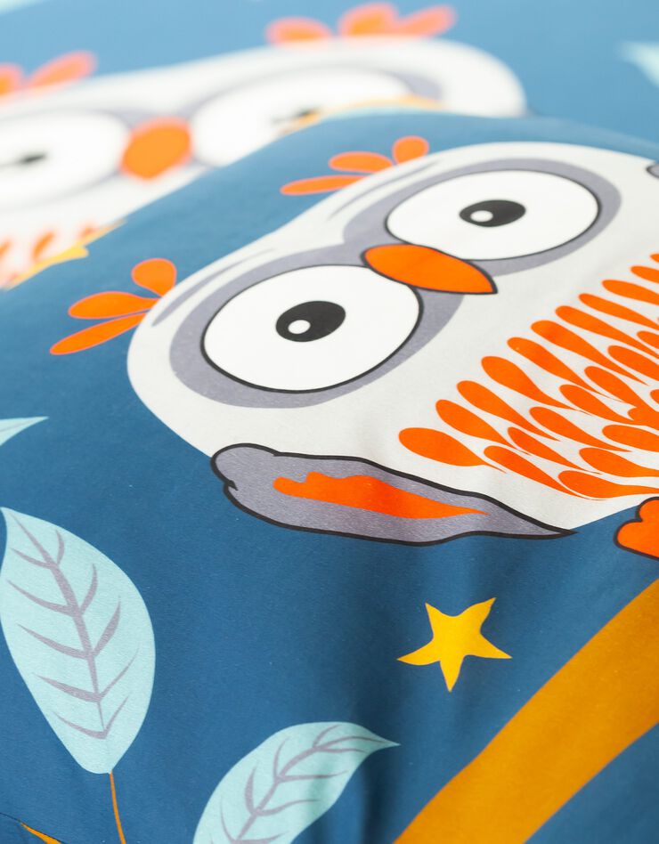 Linge de lit enfant Chouki coton - imprimé hibou (bleu)