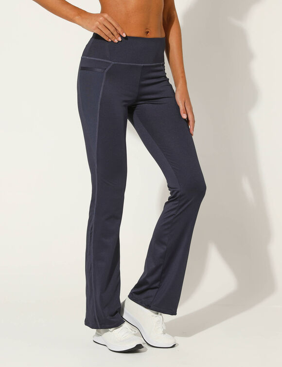Legging forme trompette, maille extensible (marine)