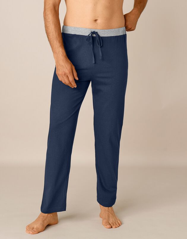 Pantalon pyjama bas droits - lot de 2, gris + marine, hi-res