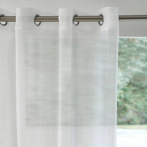 Paneelgordijn in stamijn met fantasiedraad, afgewerkt met oogringetjes (wit)