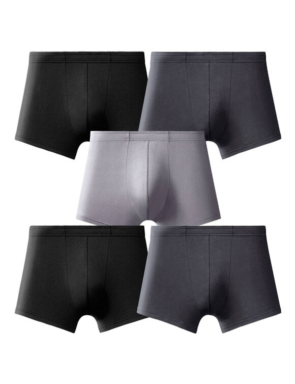 Effen shorty met elastische, overtrokken tailleband - set van 5 (zwart + grijs)