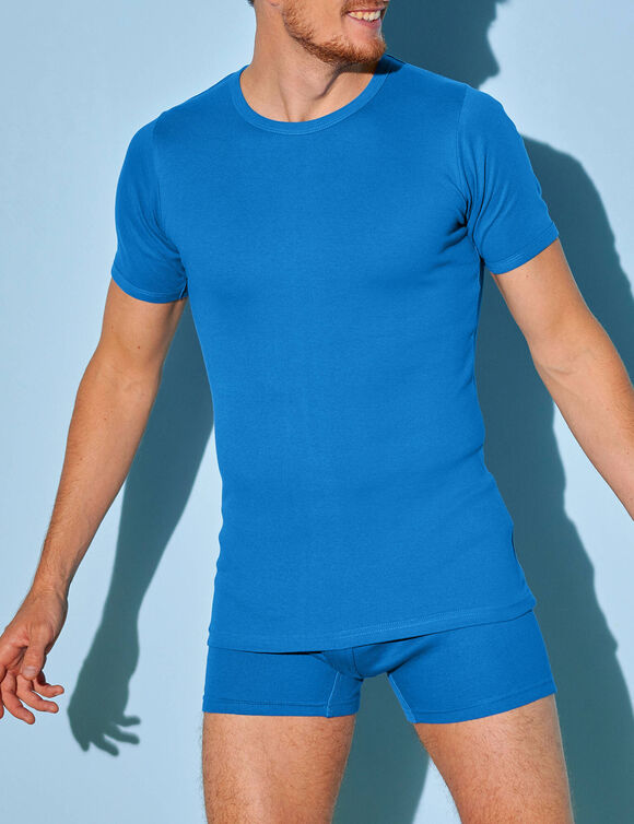 T-shirt sous-vêtement homme col rond - lot de 3 (bleu)