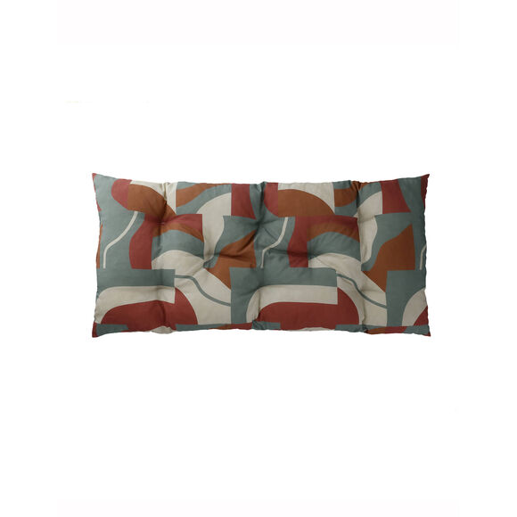 Lang vloerkussen met 'geometrische' print (terracotta / karamel / eucalyptus)