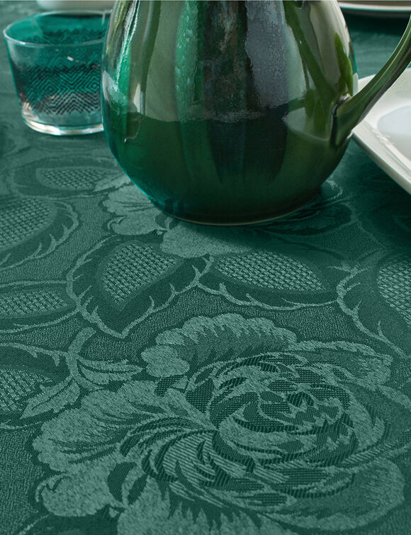 Nappe jacquard damass&eacute; (vert bouteille)