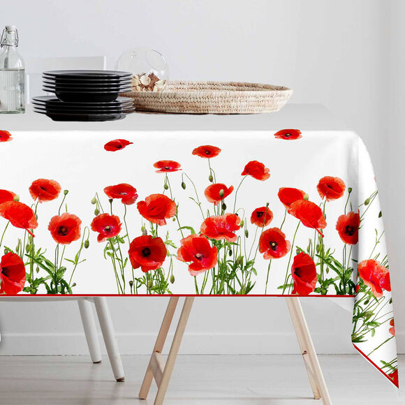 Nappe toile cirée imprimé coquelicots (rouge)