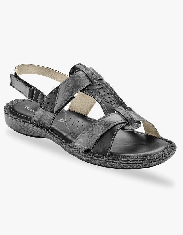 Tweekleurige sandalen in extrasoepel leer - zwart (zwart)