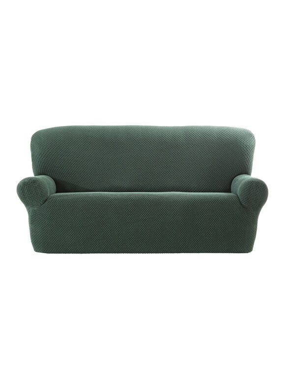 Housse textur&eacute;e bi-extensible sp&eacute;ciale canap&eacute; fauteuil &agrave; accoudoirs (vert)