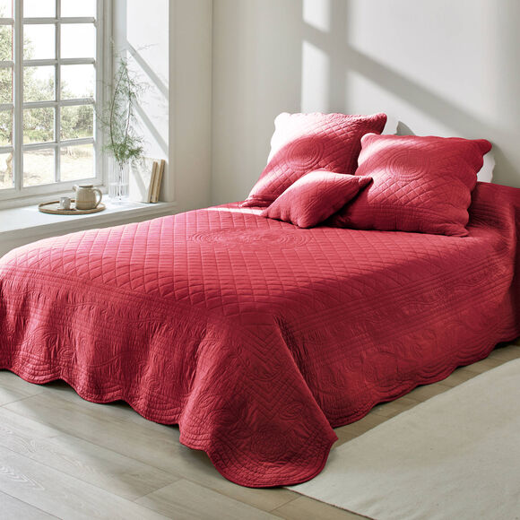 Effen bedsprei in boutisstijl Cassandre (kersenrood)