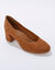 Pumps in splitleer met afgeronde neus (karamel)