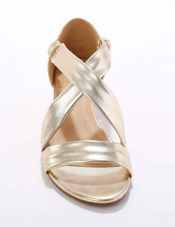 Elastische sandalen met sleehak, kunststof (goudkleurig)