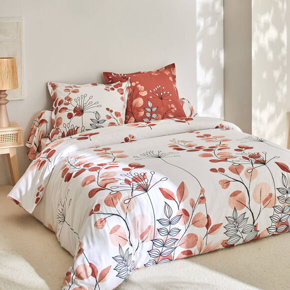 Linge de lit Danae en coton imprimé (terracotta)
