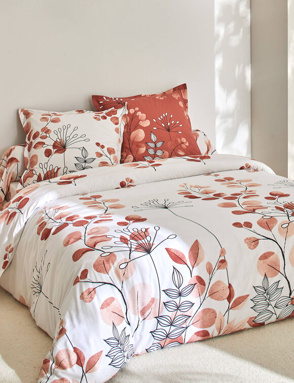 Linge de lit Danae en coton imprimé (terracotta)