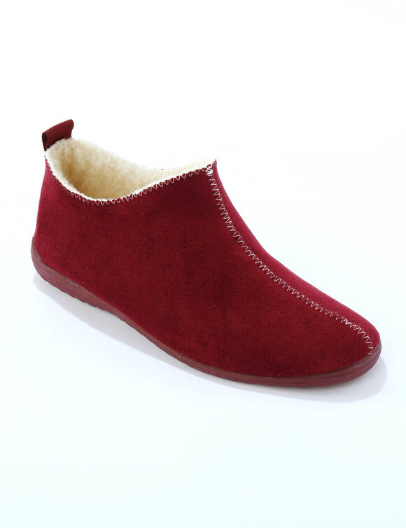 Chaussons bottillons fourr&eacute;s, su&eacute;dine (bordeaux)