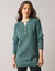 Pull tunique col tunisien, maille fantaisie (vert fonc&eacute;)