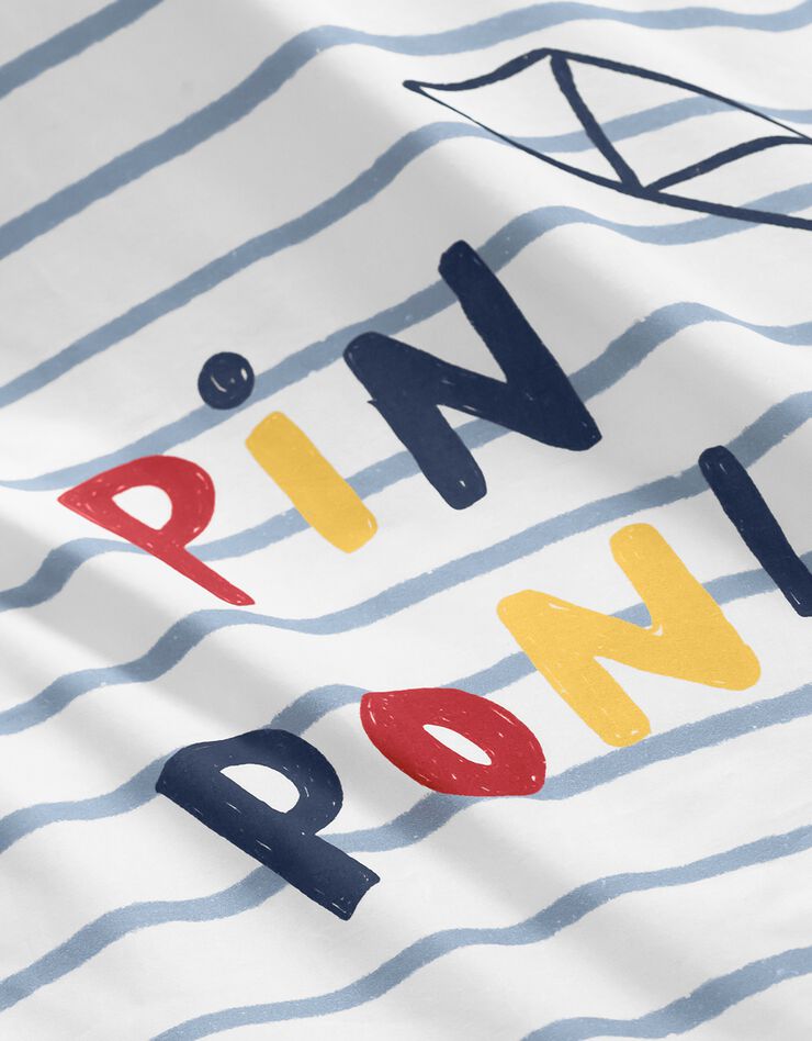 Linge de lit enfant à motifs Pompiers en coton (bleu ciel)