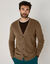 V-halsvest met knopen, gemaakt van parelbreisel (taupe)