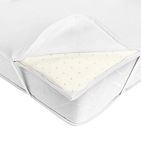 Housse imperméable extensible et élastiquée pour surmatelas (blanc)