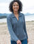 Vest met rits en polokraag, kabeltricot (jeansblauw)