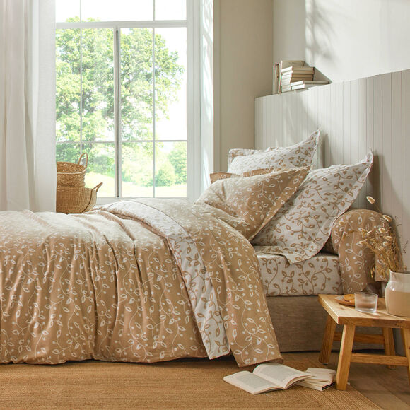 Bedlinnen Héritage in katoen met krulmotieven (wit / beige)